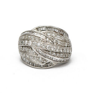 Braided Baguette & Round Diamond Ring